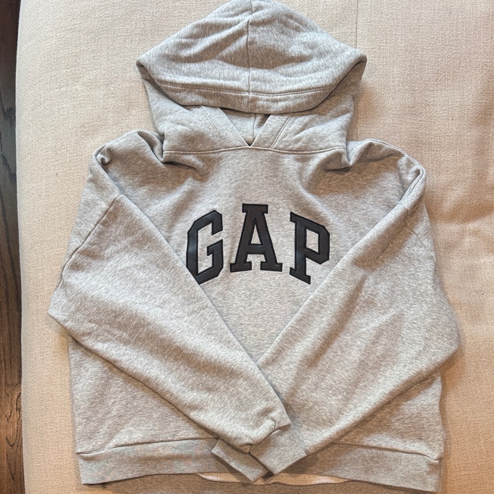 GAP Grey Hoodie with Black Leather Logo